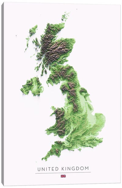UK Canvas Art Print - 3-Piece Map Art