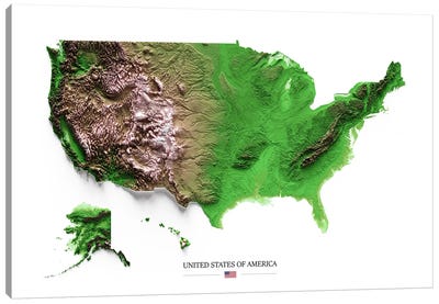 USA Classic Canvas Art Print - 3-Piece Map Art