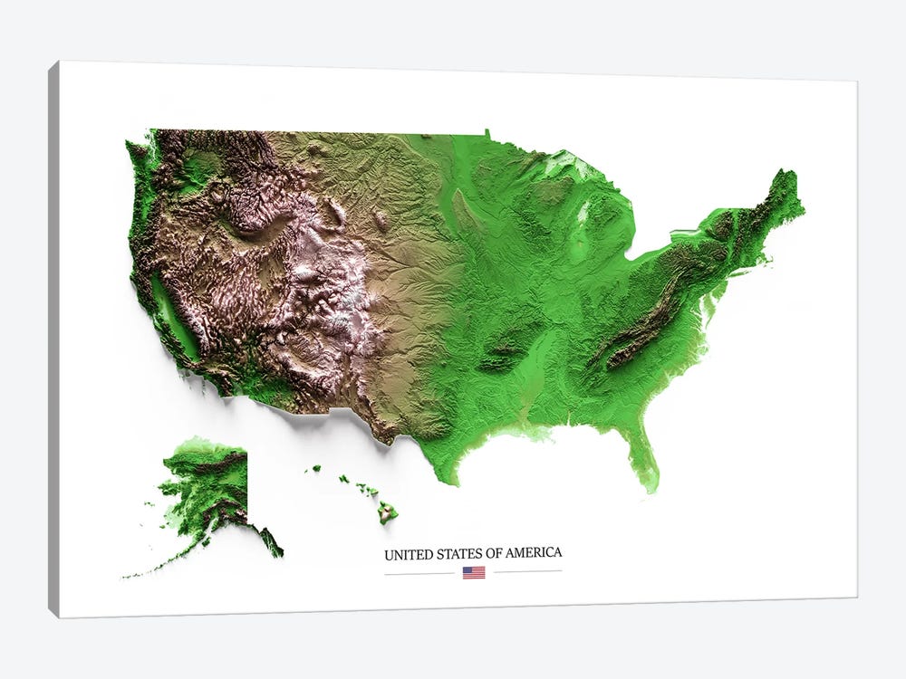 USA Classic by Trobart Maps 1-piece Canvas Print