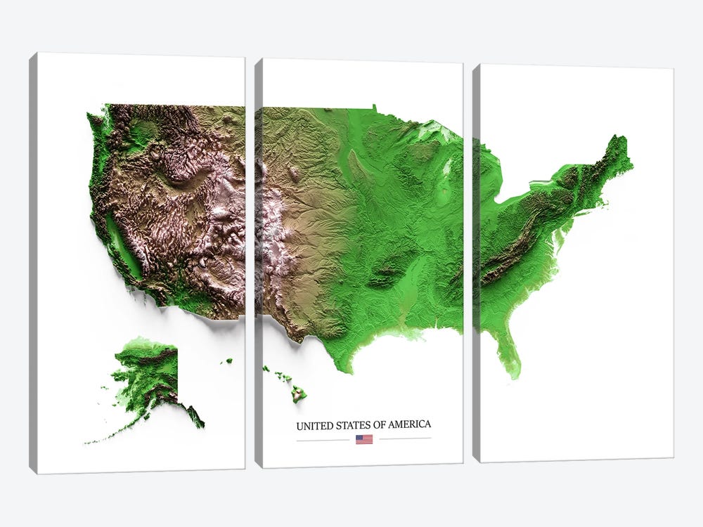 USA Classic by Trobart Maps 3-piece Canvas Print