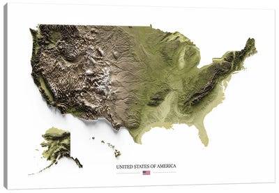 USA Earthbound Canvas Art Print - 3-Piece Map Art