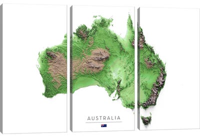 Australia Canvas Art Print - 3-Piece Map Art