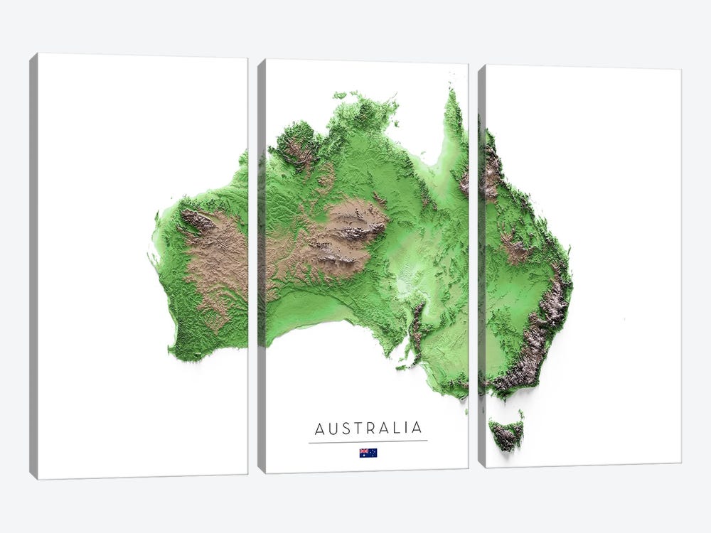 Australia by Trobart Maps 3-piece Canvas Art Print