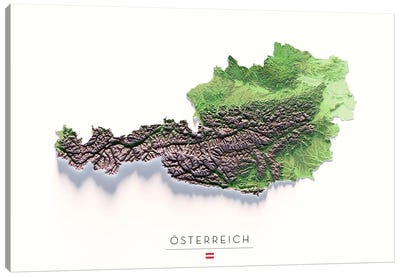 Austria Canvas Art Print - Large Map Art