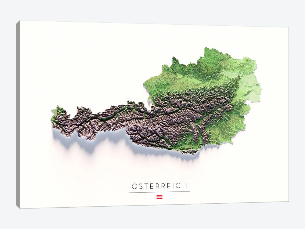 Austria by Trobart Maps 1-piece Canvas Artwork