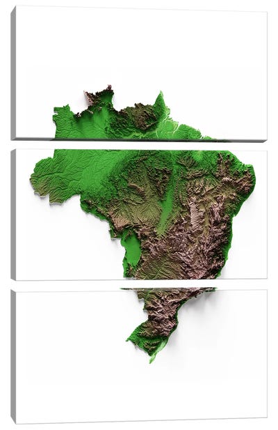 Brazil Canvas Art Print - 3-Piece Map Art