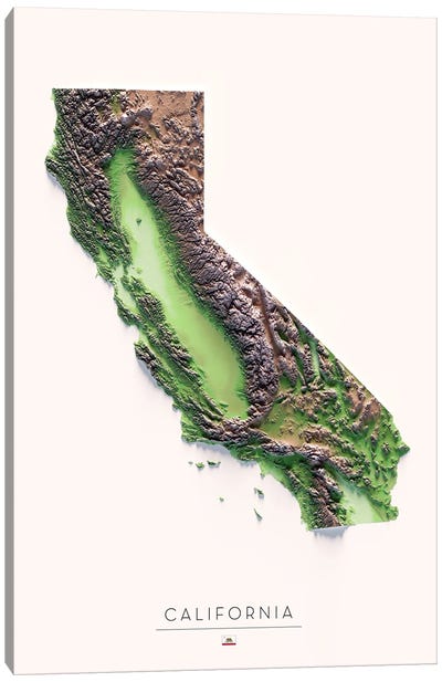 California Canvas Art Print - 3-Piece Map Art