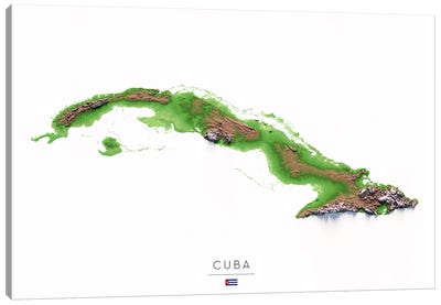 Cuba Canvas Art Print - 3-Piece Map Art