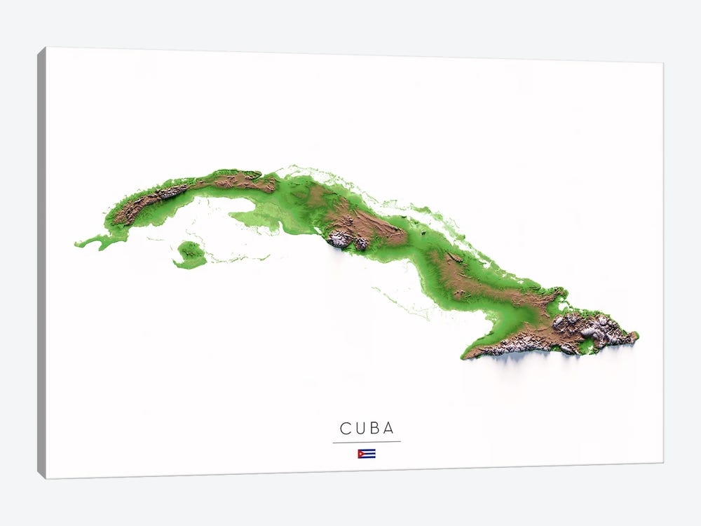 Cuba by Trobart Maps 1-piece Canvas Art Print