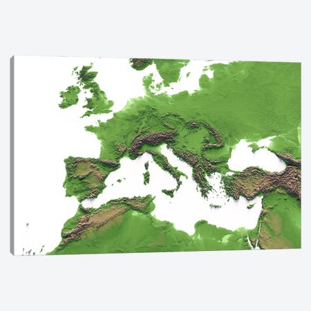 Mediterranean Canvas Print #TBM9} by Trobart Maps Canvas Wall Art