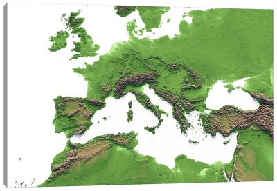 Mediterranean Canvas Art Print - World Map Art