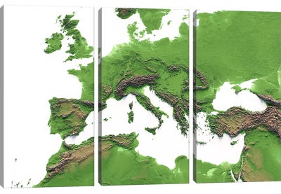 Mediterranean Canvas Art Print - 3-Piece Map Art