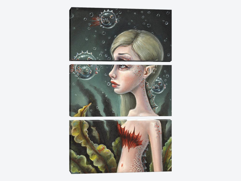 Jessea And The Sea Bubbles by Tanya Bond 3-piece Canvas Print