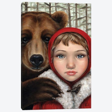 Masha And The Bear Canvas Print #TBN72} by Tanya Bond Canvas Art Print