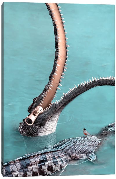 Zip Your Lip Canvas Art Print - Crocodile & Alligator Art