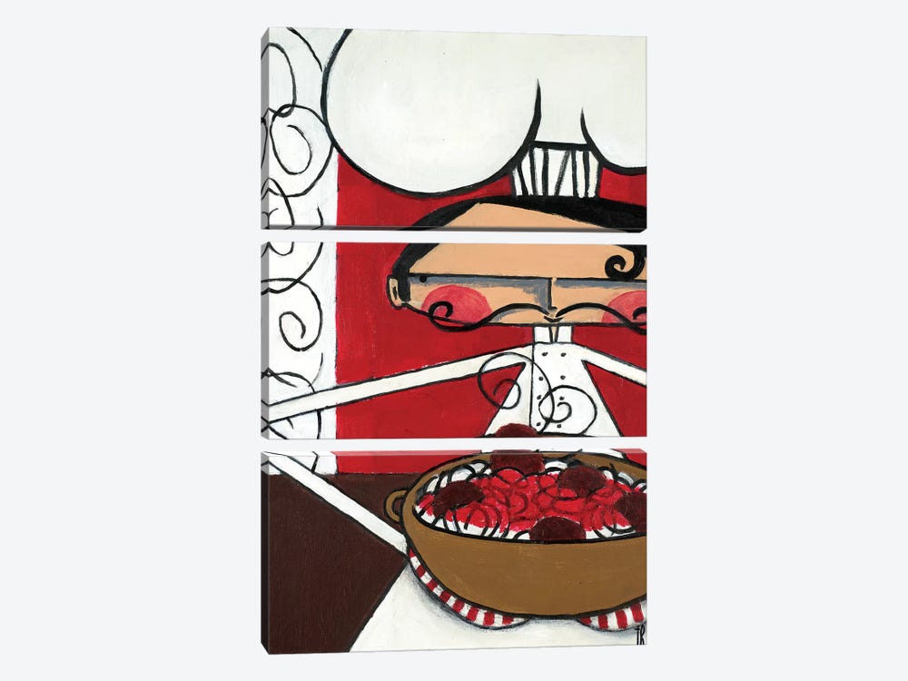Spaghetti & Meatballs by Terri Burris 3-piece Canvas Print