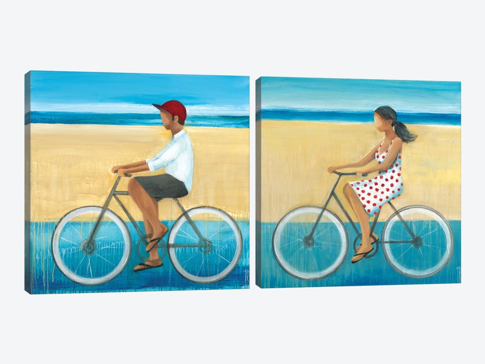 Bike Ride on the Boardwalk Diptych by Terri Burris 2-piece Canvas Wall Art
