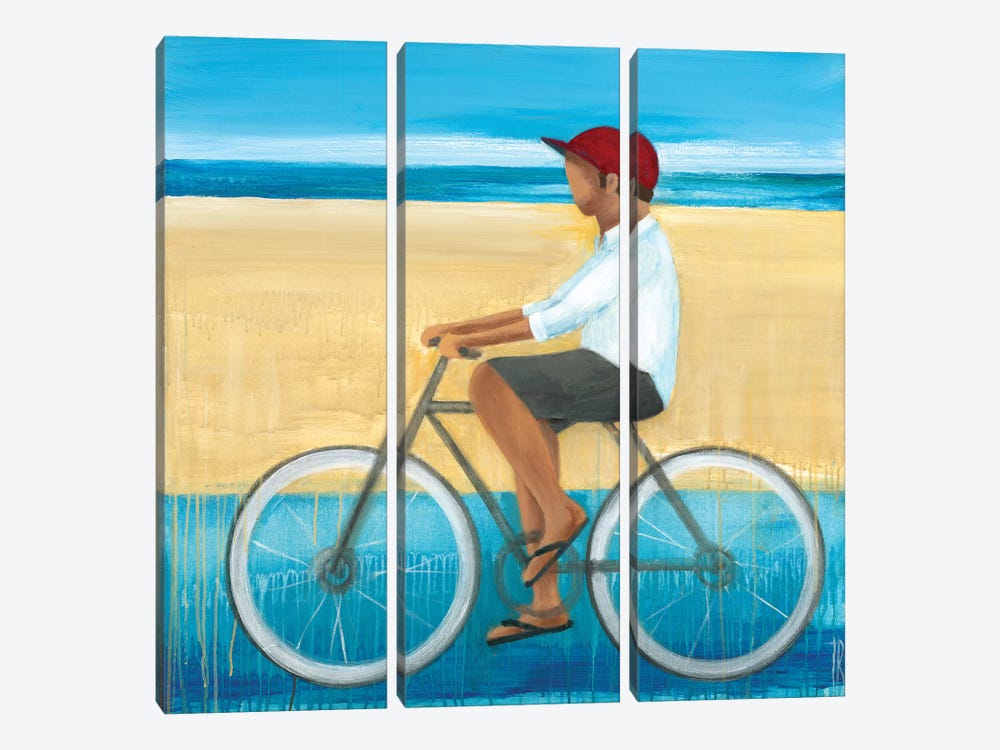 Bike Ride on the Boardwalk I by Terri Burris 3-piece Canvas Art Print