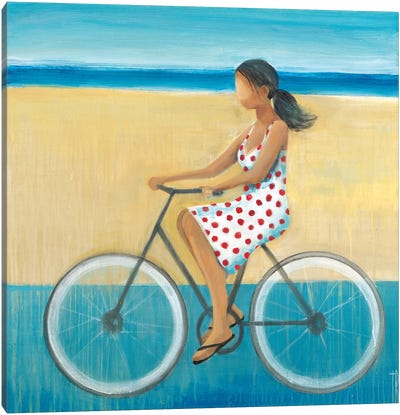 Bike Ride on the Boardwalk II Canvas Art Print - Terri Burris