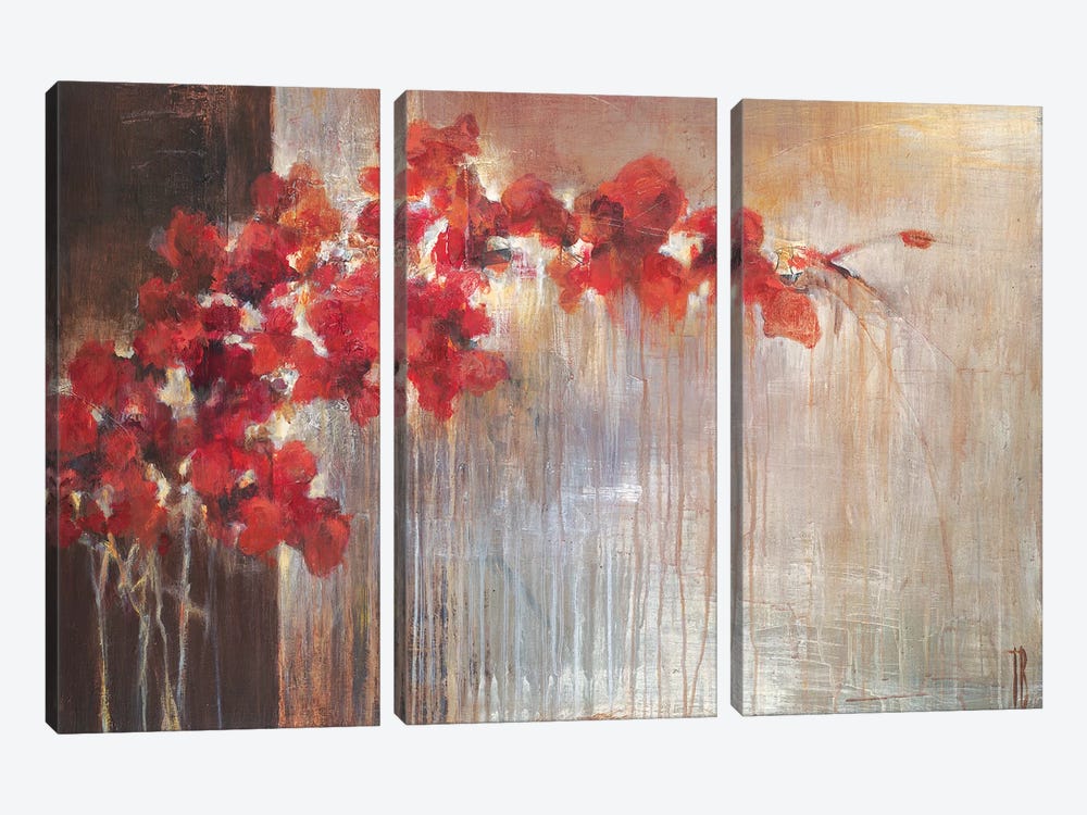 Crimson Flora by Terri Burris 3-piece Canvas Wall Art