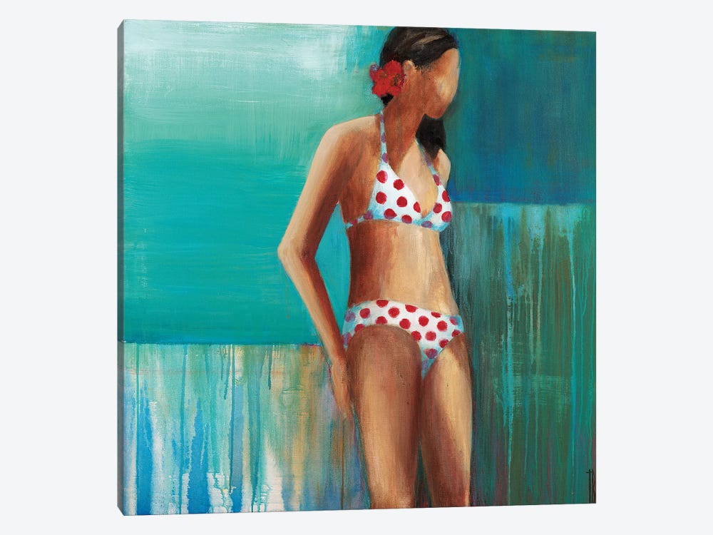 Polka Dot Bikini  by Terri Burris 1-piece Canvas Art Print
