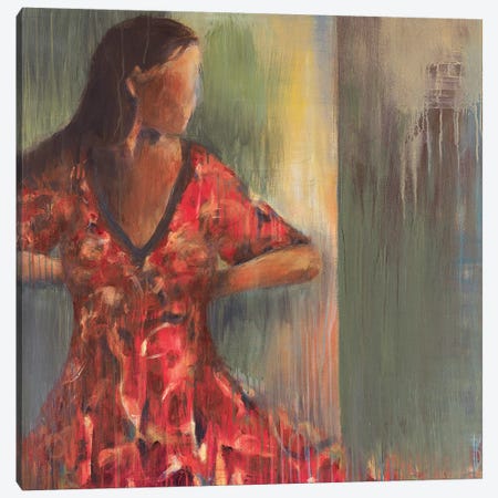Red Floral Dress Canvas Print #TBU98} by Terri Burris Canvas Artwork