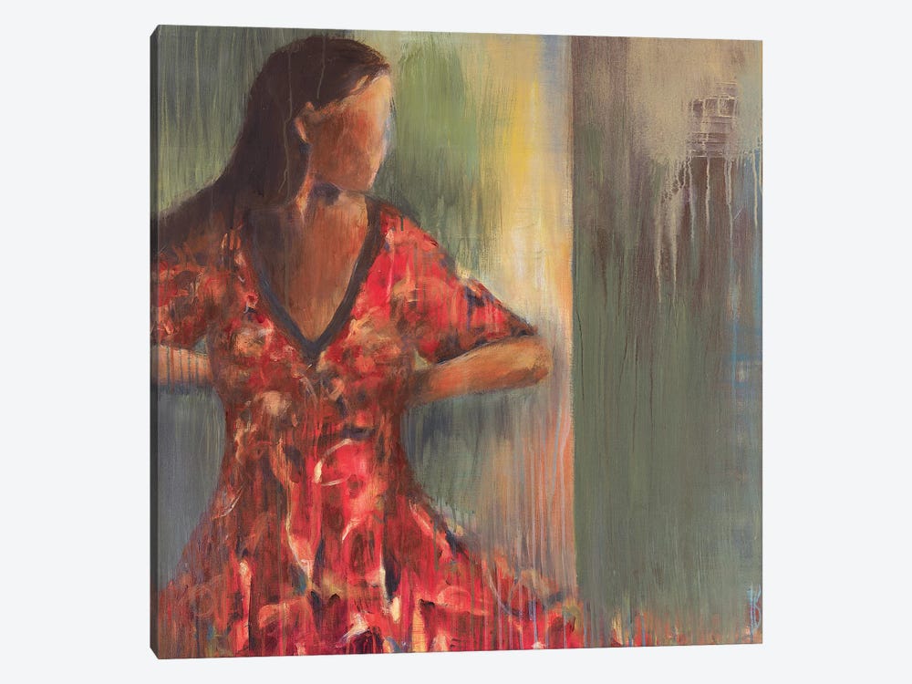 Red Floral Dress by Terri Burris 1-piece Canvas Art