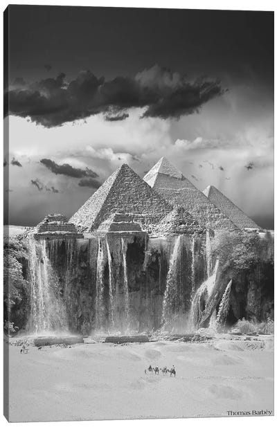 Camel Wash Station Canvas Art Print - The Great Pyramids of Giza