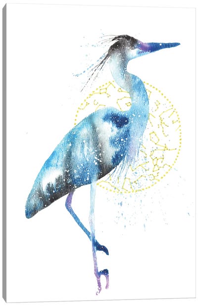 Cosmic Blue Heron Canvas Art Print - Heron Art