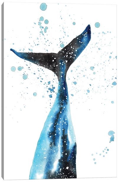 Cosmic Blue Whale Tail Canvas Art Print - Whale Art