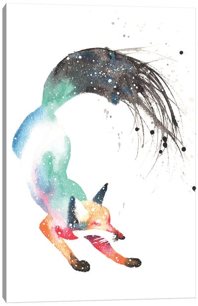 Cosmic Dancing Fox Canvas Art Print - Tanya Casteel