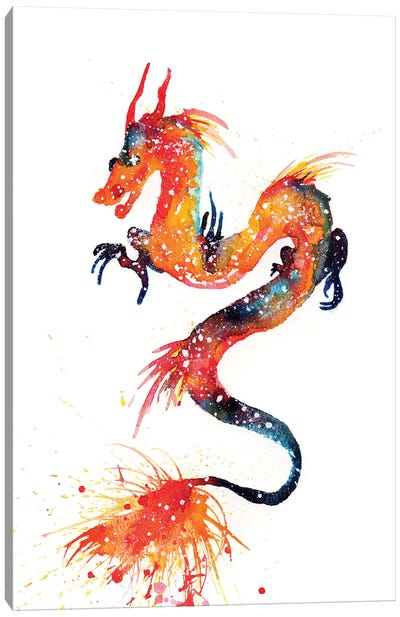 Cosmic Fire Dragon Canvas Art Print - Dragon Art
