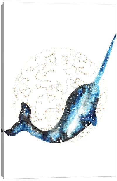 Cosmic Narwhal Canvas Art Print - Whale Art
