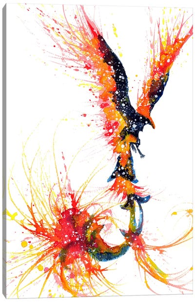 Cosmic Phoenix Canvas Art Print - Phoenix
