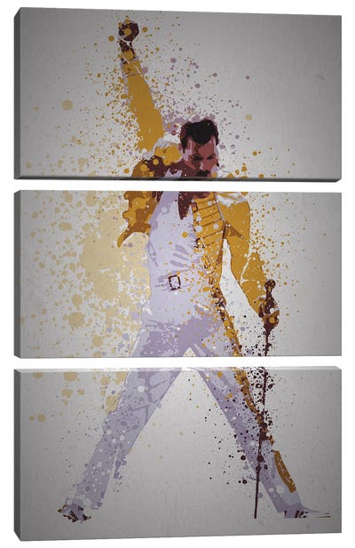 Freddie Mercury Canvas Art Print - 3-Piece Vintage Art