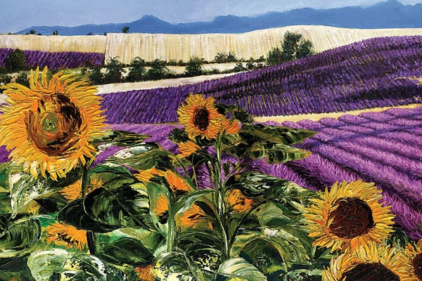 Malenda Trick: Sunflowers And Lavender by Malenda Trick