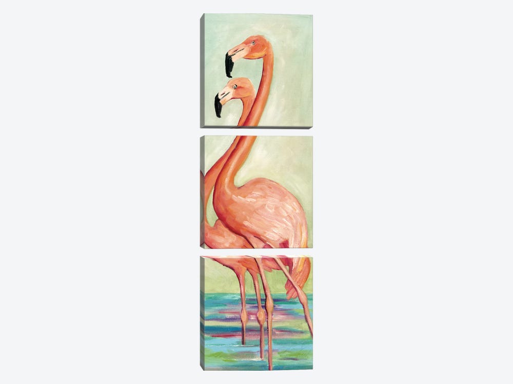 Two Flamingos by Malenda Trick 3-piece Canvas Print