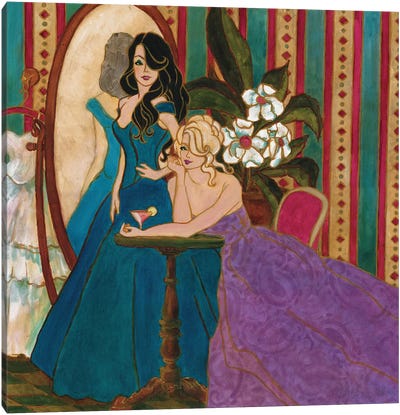 Divas At The Mirror Canvas Art Print - Malenda Trick
