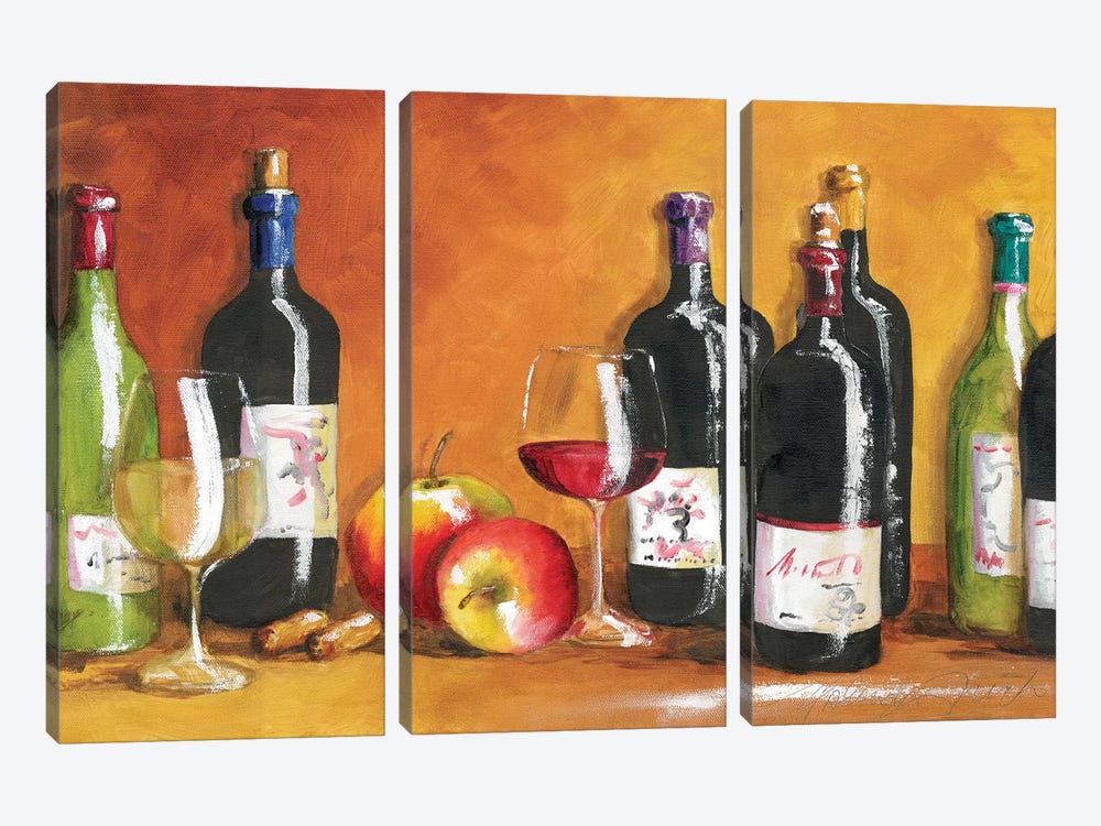 Fall Wine by Malenda Trick 3-piece Canvas Art Print