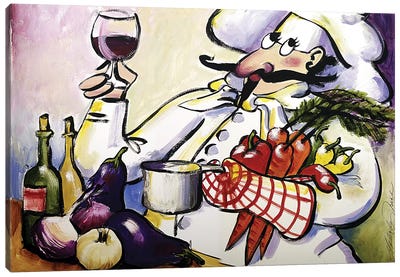 French Chef Canvas Art Print - Vegetable Art