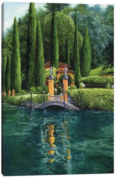 Lake Como  Canvas Art Print - Cypress Trees