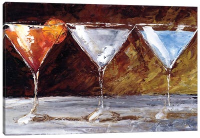 Three Martinis Canvas Art Print - Cocktail & Mixed Drink Art