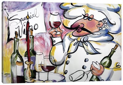 Wine Chef Canvas Art Print - Malenda Trick