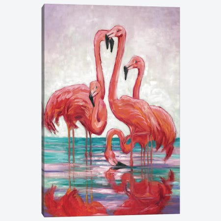 Five Flamingos Canvas Print #TCK9} by Malenda Trick Canvas Art Print