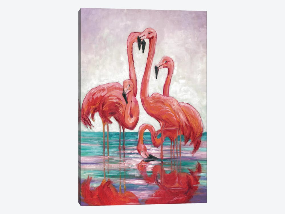 Five Flamingos by Malenda Trick 1-piece Canvas Print