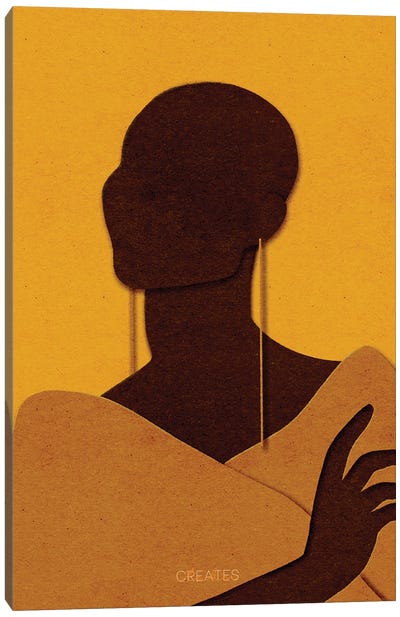 Bald And Beautiful 'Mustard' Canvas Art Print - Taku Creates