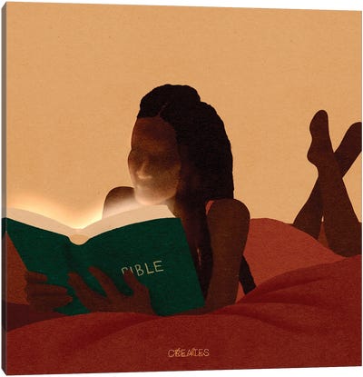 Bedtime Story 'Warm' Canvas Art Print - Reading Art