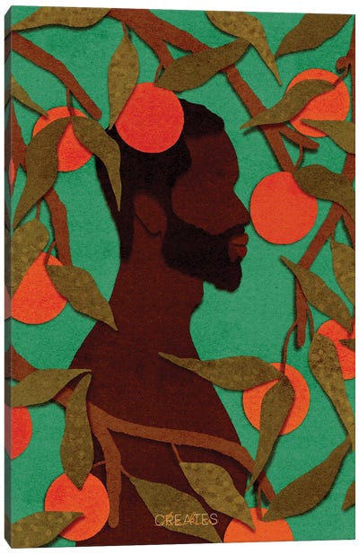 Fruitful Man 'Green' Canvas Art Print - Orange Art