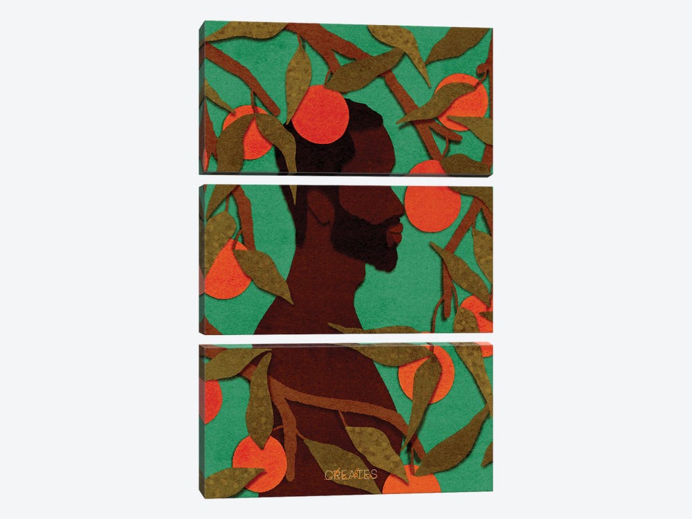 Fruitful Man 'Green' by Taku Creates 3-piece Canvas Art
