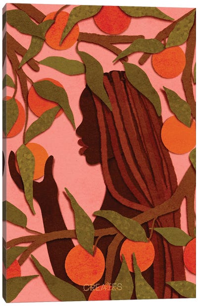 Fruitful Woman 'Pink' Canvas Art Print - Orange Art